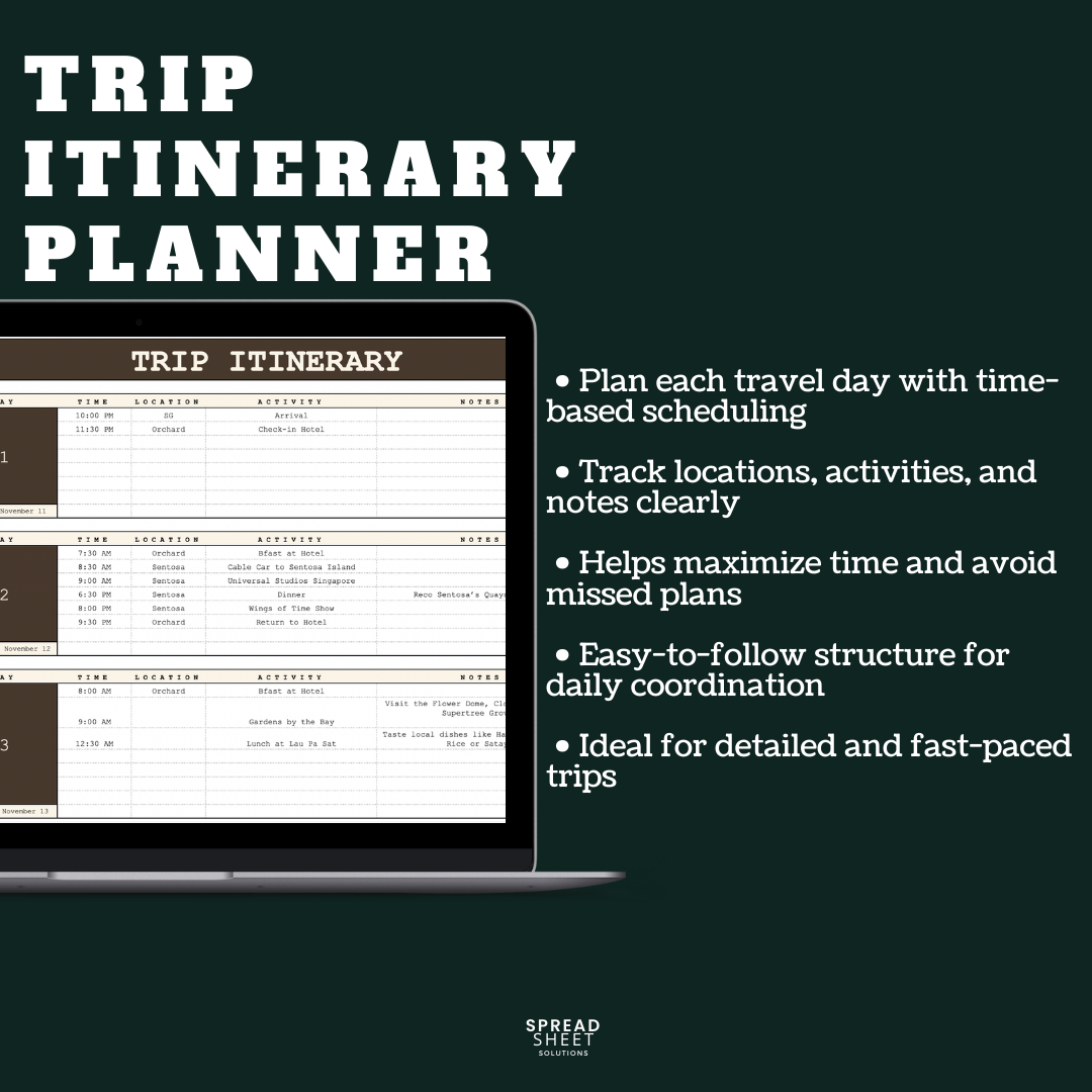 Travel Planner Spreadsheet