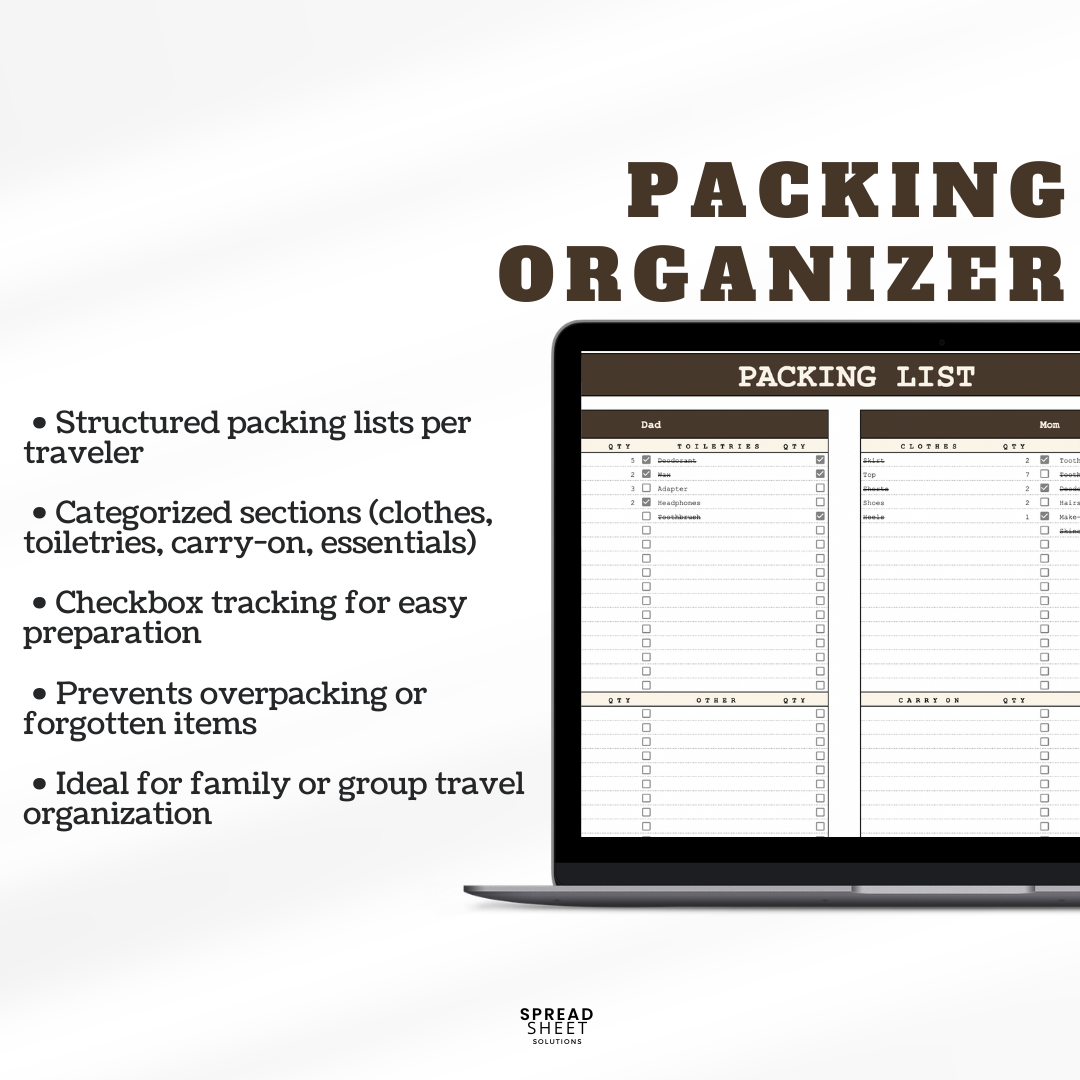 Travel Planner Spreadsheet