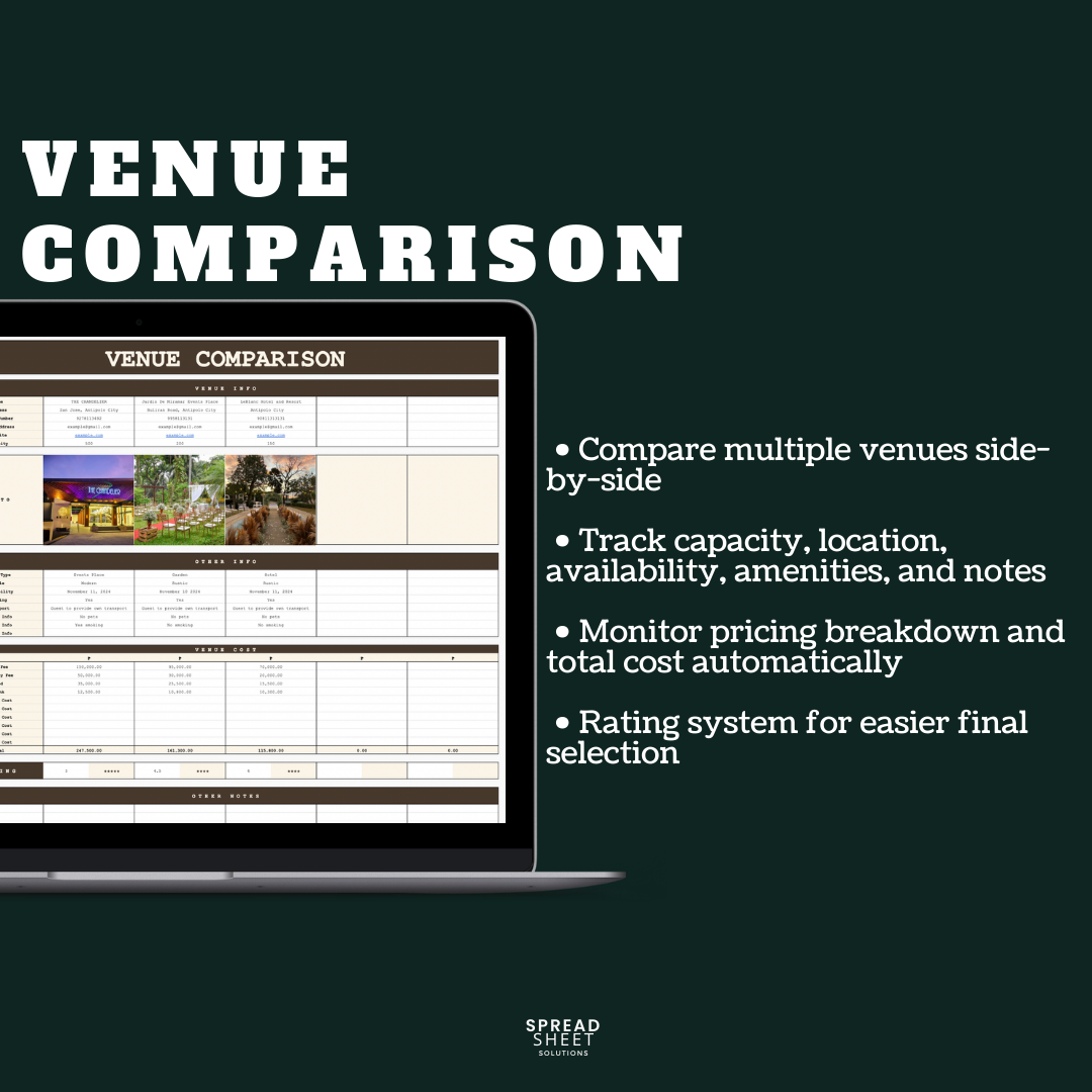 Wedding Planner Spreadsheet