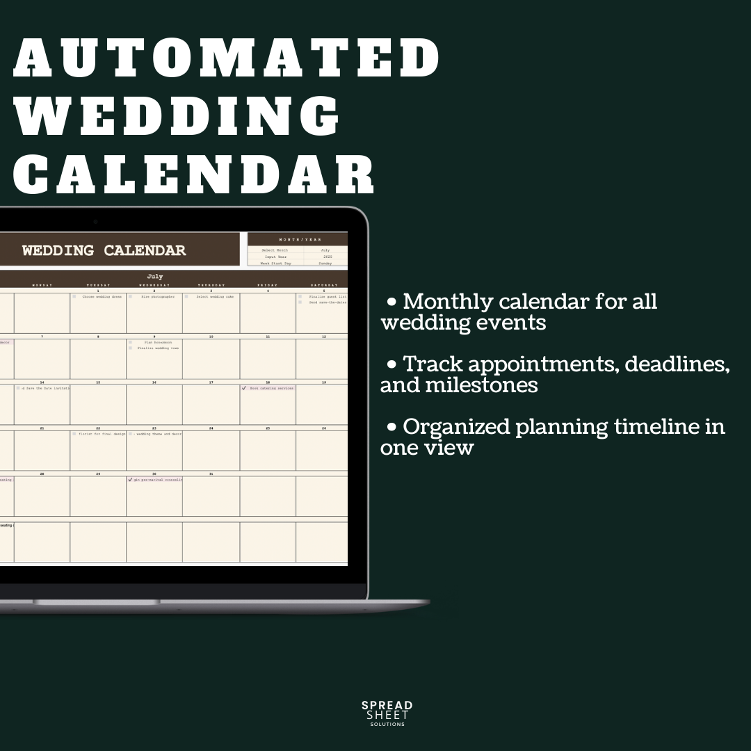 Wedding Planner Spreadsheet
