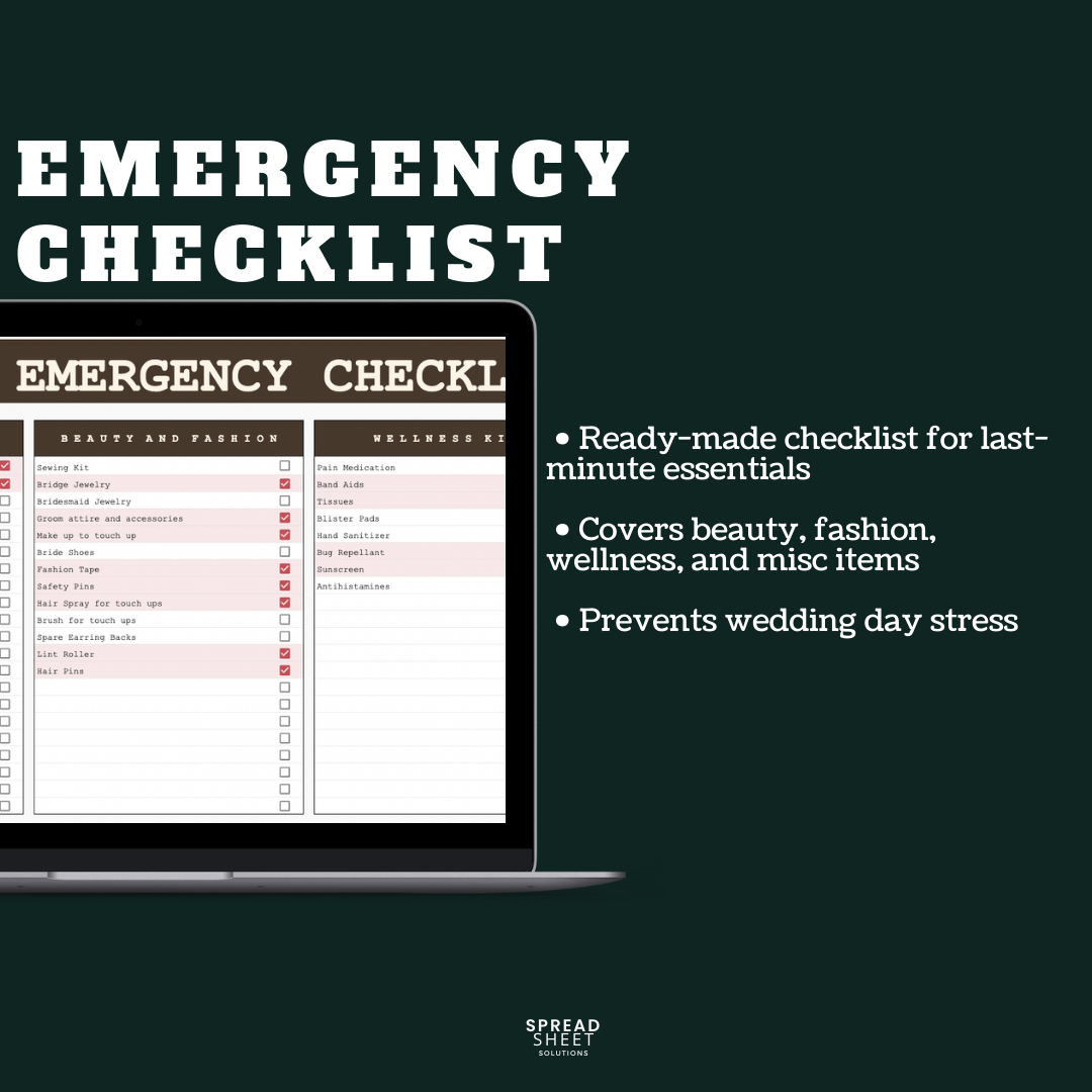 Wedding Planner Spreadsheet
