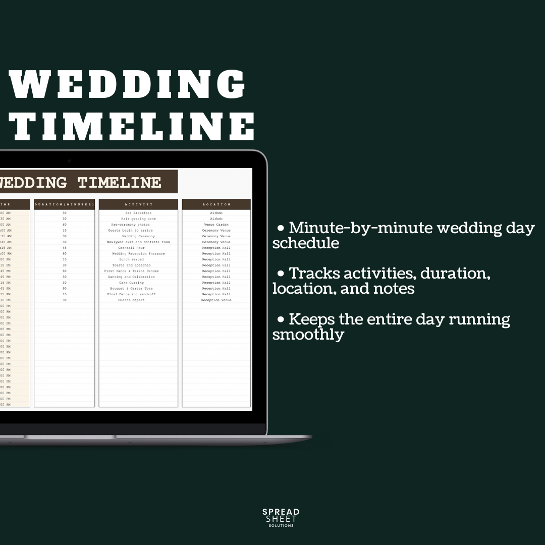 Wedding Planner Spreadsheet