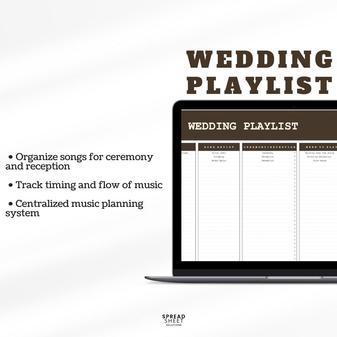 Wedding Planner Spreadsheet