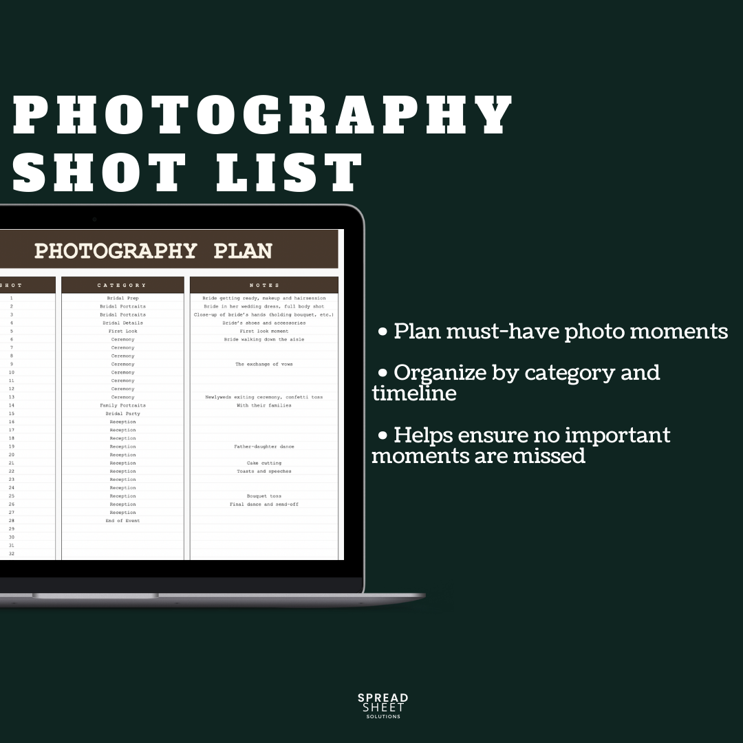 Wedding Planner Spreadsheet