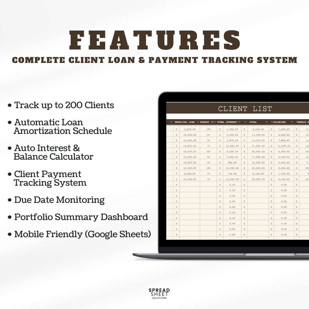 Lending Business Spreadsheet