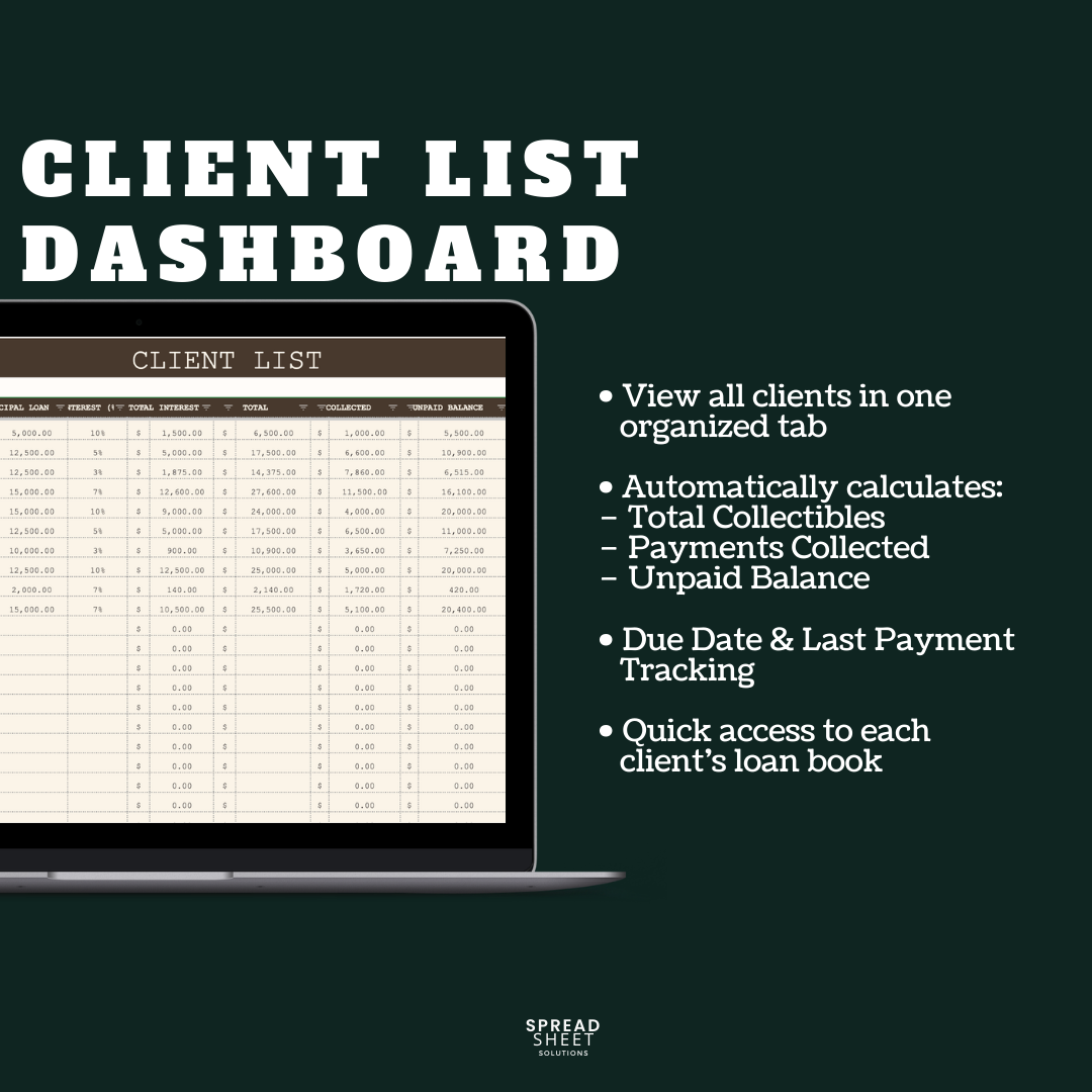 Lending Business Spreadsheet