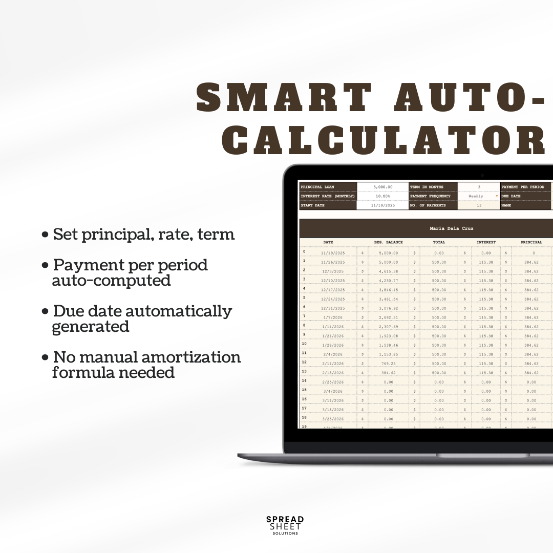 Lending Business Spreadsheet