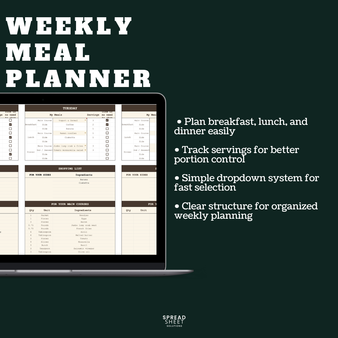 Meal Planner Spreadsheet