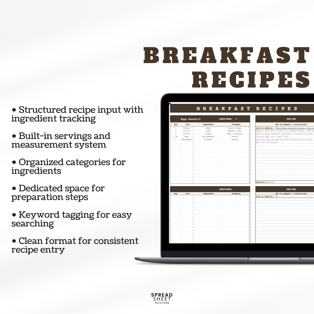 Meal Planner Spreadsheet